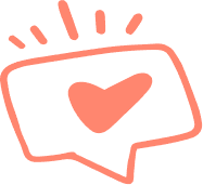 Rote Sprechblase mit Herz-Symbol und Strahlen. Symbol für Tierarzt-Bestätigung/Tierarztpraxis-Empfehlung.